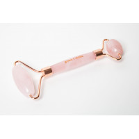 Роллер-массажер для лица двусторонний из натурального розового кварца Rose Quartz Facial Roller, 1 шт