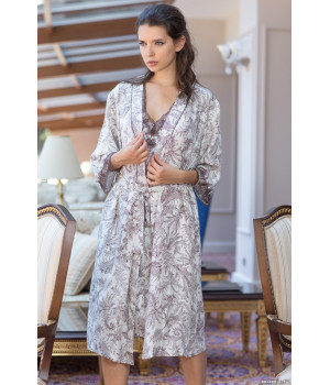 Длинный классический халат–кимоно из натурального шелка Evita (3089)