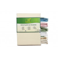 Простыня на резинке однотонная сатин Альвитек 220х280 кремовая